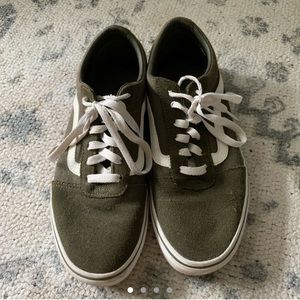 olive green suede vans size womens 9